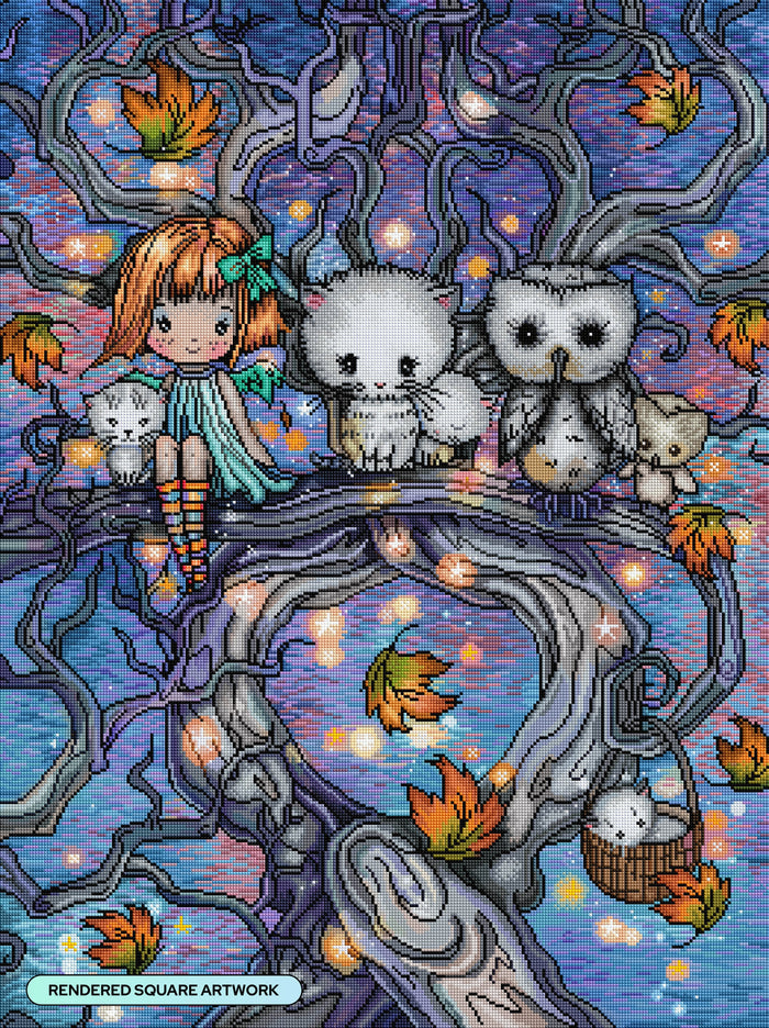 Diamond Painting The Autumn Tree 25.6" x 34.3" (65cm x 86.9cm) / Square with 86 Colors including 1 AB and 2 Iridescent Diamonds and 3 Fairy Dust Diamonds / 91,089