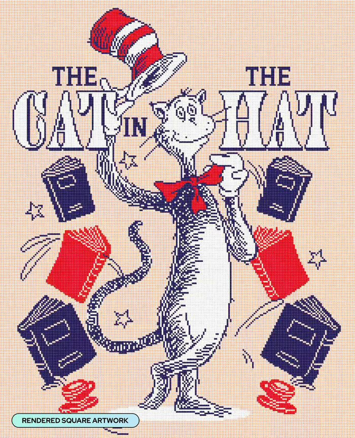 Diamond Painting The Cat in the Hat 22" x 27" (55.8cm x 68.7cm) / Square with 5 Colors including 1 AB and 1 Fairy Dust Diamond / 61,824