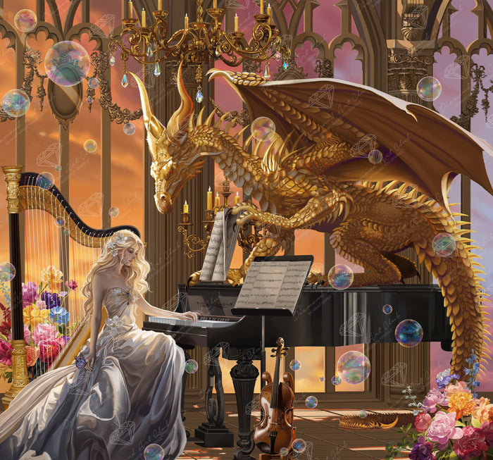 Diamond Painting The Dragon Virtuoso 29.5" x 27.6" (74.9cm x 69.9cm) / Square with 67 Colors including 2 ABs and 3 Fairy Dust Diamonds / 84,581