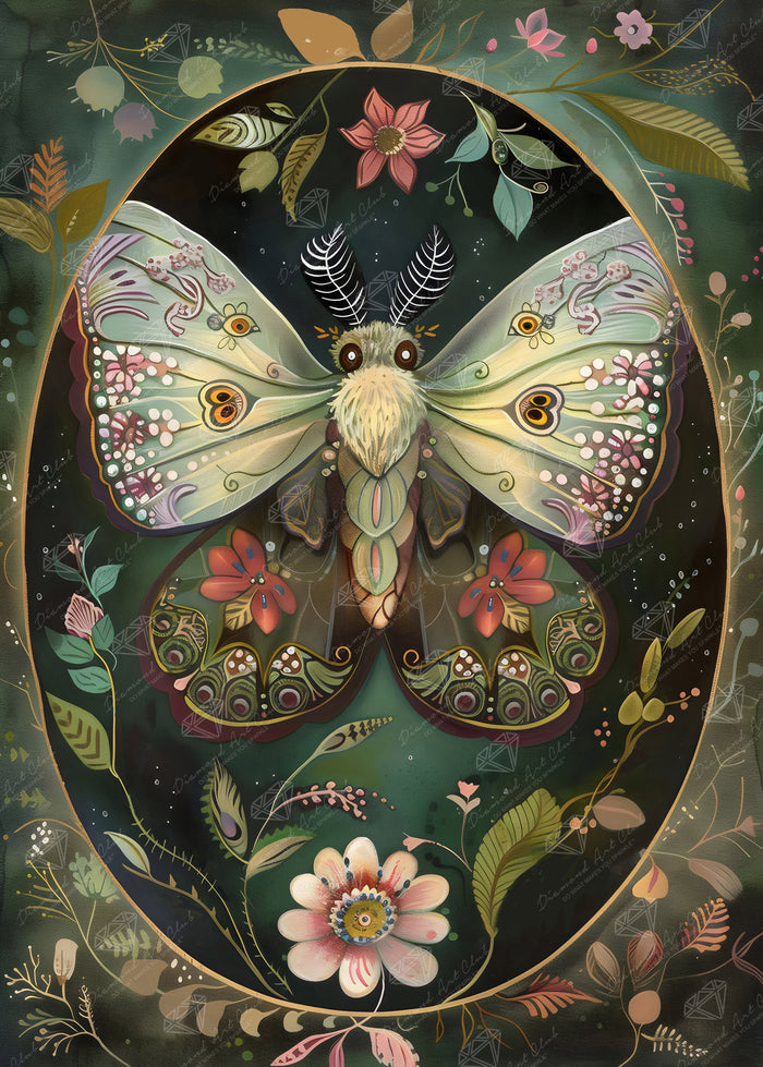 Diamond Painting The Enchanted Moth 25.6" x 35.8" (65cm x 90.8cm) / Square with 92 Colors including 1 AB and 4 Fairy Dust Diamonds / 95,265