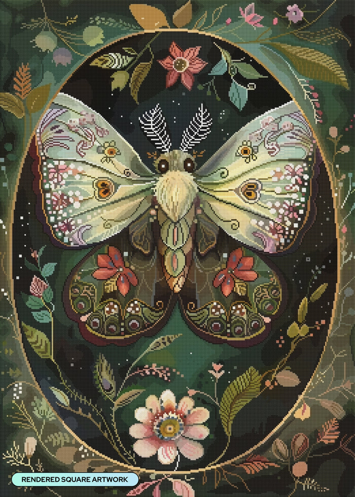 Diamond Painting The Enchanted Moth 25.6" x 35.8" (65cm x 90.8cm) / Square with 92 Colors including 1 AB and 4 Fairy Dust Diamonds / 95,265