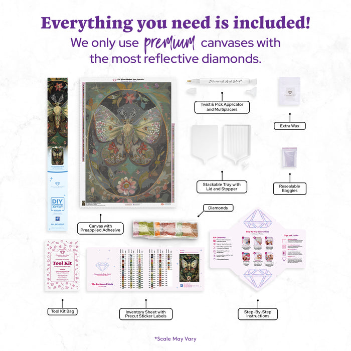 Diamond Painting The Enchanted Moth 25.6" x 35.8" (65cm x 90.8cm) / Square with 92 Colors including 1 AB and 4 Fairy Dust Diamonds / 95,265