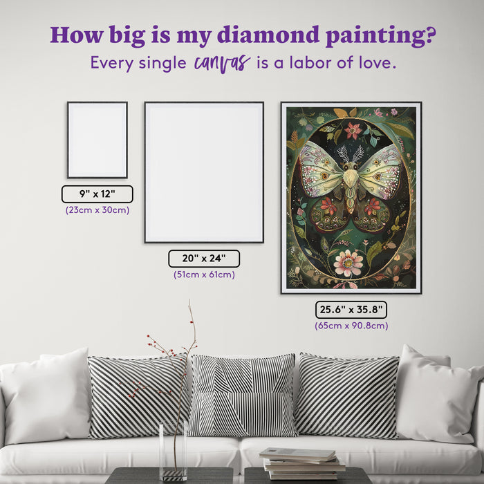 Diamond Painting The Enchanted Moth 25.6" x 35.8" (65cm x 90.8cm) / Square with 92 Colors including 1 AB and 4 Fairy Dust Diamonds / 95,265