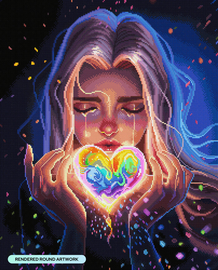 Diamond Painting The Giver’s Heart 22" x 27" (55.6cm x 68.8cm) / Round with 71 Colors including 3 ABs and 2 Iridescent Diamonds and 3 Fairy Dust Diamonds / 50,500