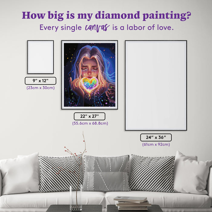 Diamond Painting The Giver’s Heart 22" x 27" (55.6cm x 68.8cm) / Round with 71 Colors including 3 ABs and 2 Iridescent Diamonds and 3 Fairy Dust Diamonds / 50,500