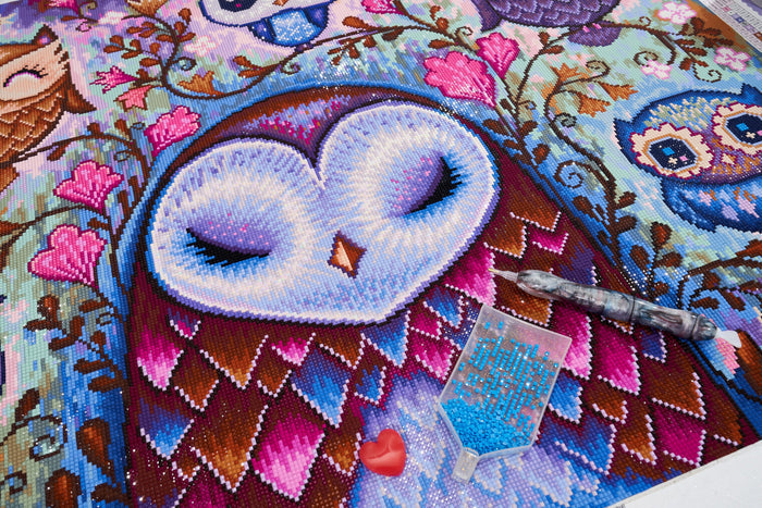 Diamond Painting The Great Big Owl 32.3" x 25.6" (82cm x 65cm) / Square with 56 Colors including 2 ABs and 2 Fairy Dust Diamonds / 85,869