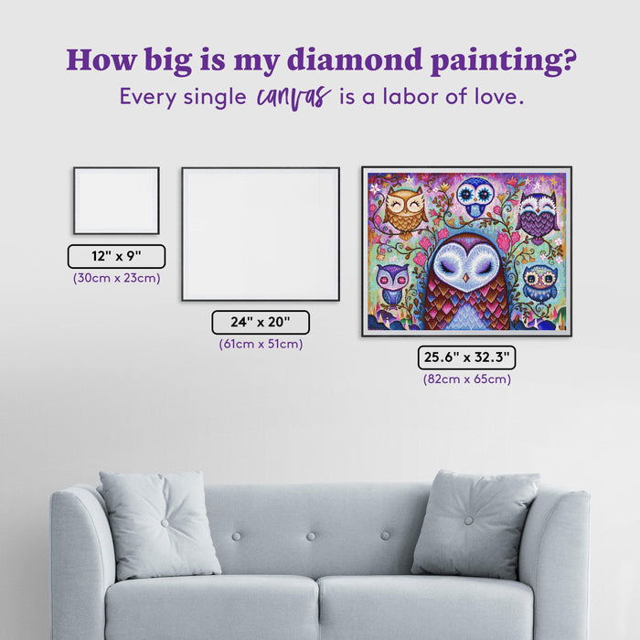 Diamond Painting The Great Big Owl 32.3" x 25.6" (82cm x 65cm) / Square with 56 Colors including 2 ABs and 2 Fairy Dust Diamonds / 85,869