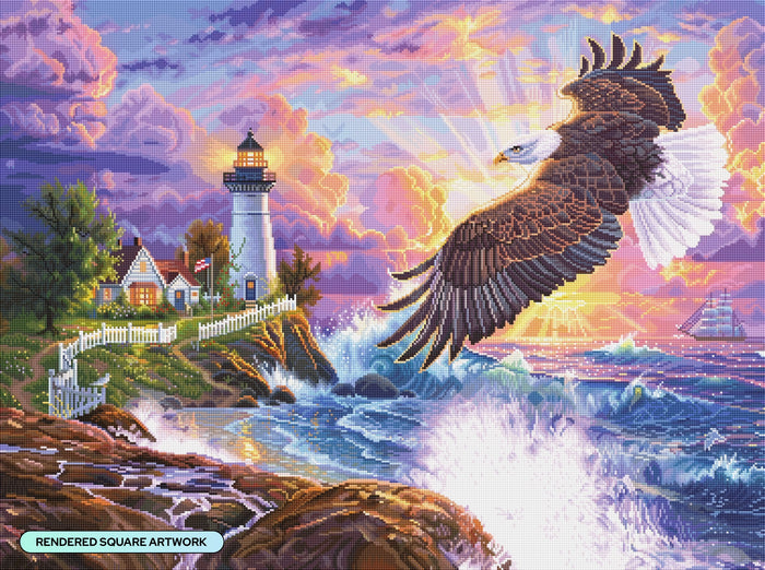 Diamond Painting The Guiding Light 37" x 27.6" (93.8cm x 69.9cm) / Square with 91 Colors including 4 ABs and 4 Fairy Dust Diamonds / 105,937