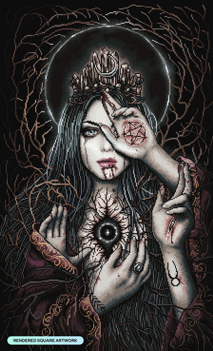 Diamond Painting The High Priestess 22" x 36" (55.8cm x 91.9cm) / Square with 63 Colors including 2 ABs and 1 Iridescent Diamond and 1 Fairy Dust Diamond / 82,656