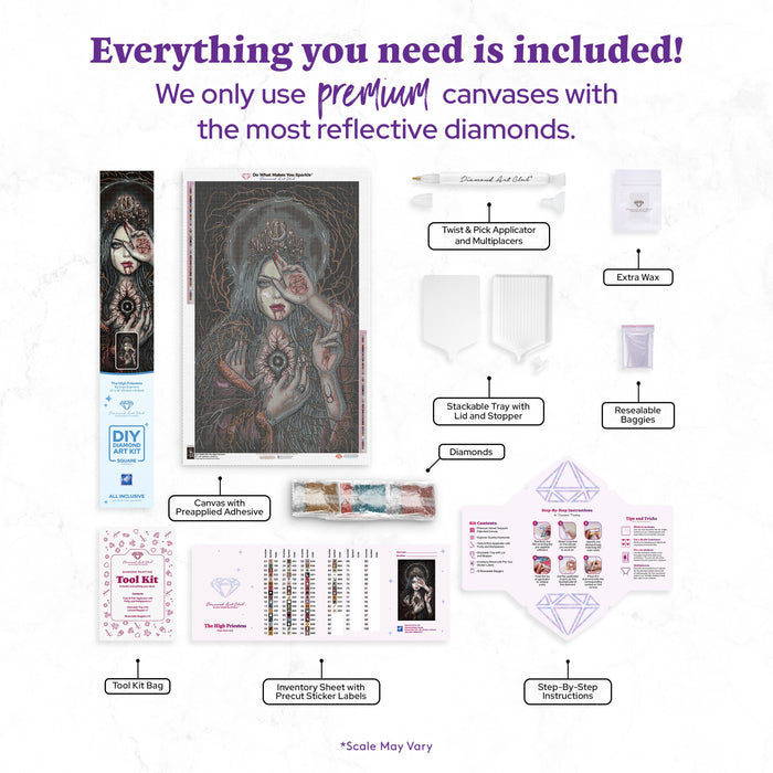 Diamond Painting The High Priestess 22" x 36" (55.8cm x 91.9cm) / Square with 63 Colors including 2 ABs and 1 Iridescent Diamond and 1 Fairy Dust Diamond / 82,656