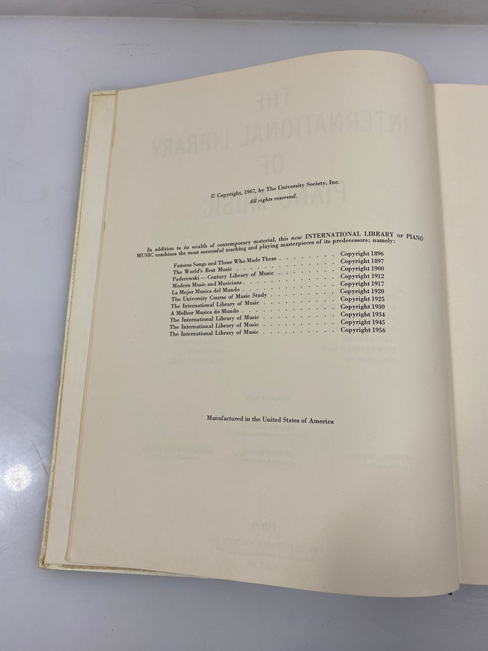 The International Library of Piano Music University Society 1969 HC