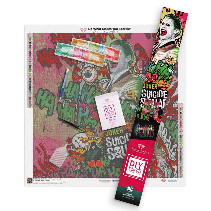 Diamond Painting The Joker™: Worst. Heroes. Ever. 27.6" x 27.6″ (70cm x 70cm) / Square With 53 Colors Including 4 ABs / 76,729