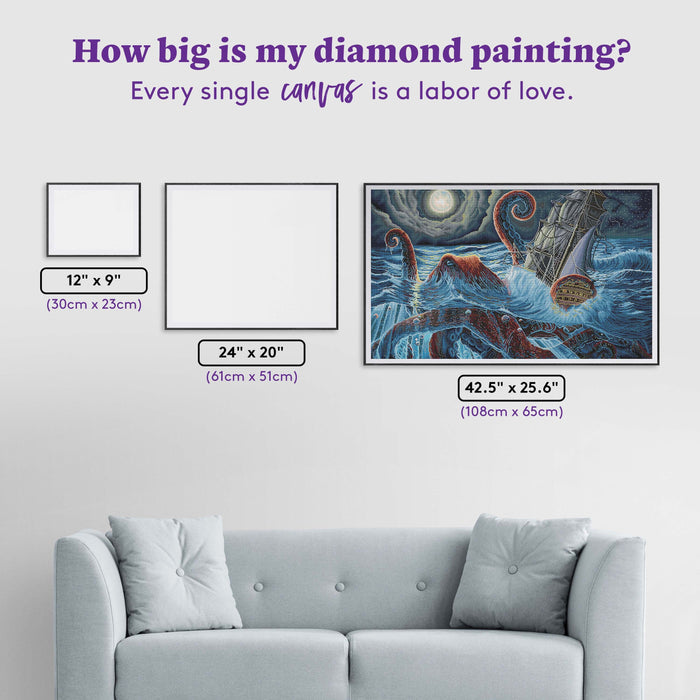Diamond Painting The Kraken #2 42.5" x 25.6" (108cm x 65cm) / Square With 52 Colors Including 3 ABs / 113,013
