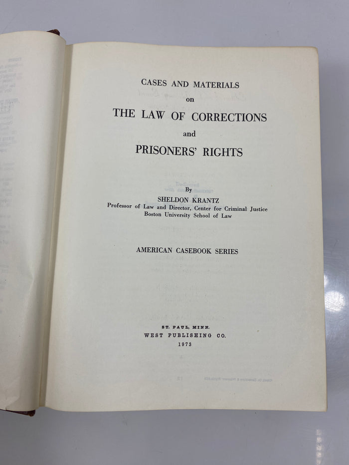 The Law of Corrections and Prisoners' Rights by Krantz 1973 HC