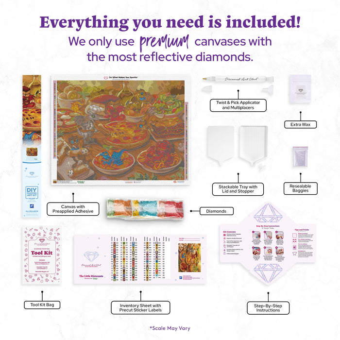 Diamond Painting The Little Ristorante 35.4" x 27.6" (89.9cm x 69.9cm) / Square With 84 Colors Including 3 ABs and 5 Fairy Dust Diamonds / 101,441