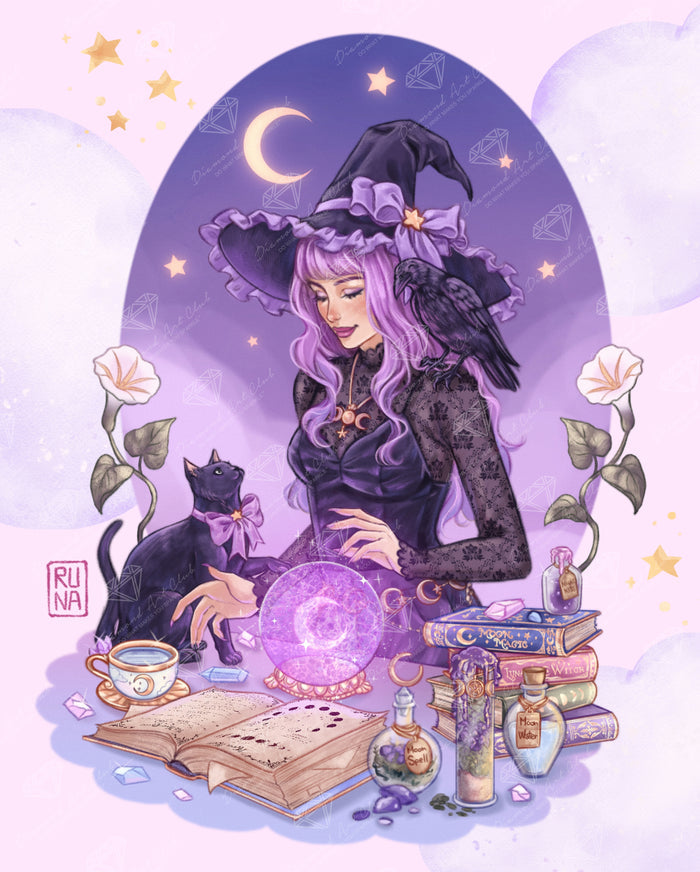 Diamond Painting The Lunar Witch 25.6" x 31.9" (65cm x 80.9cm) / Square with 90 Colors including 3 ABs and 4 Fairy Dust Diamonds / 84,825