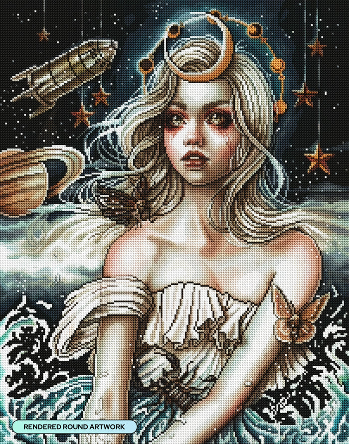 Diamond Painting The Moon Tarot Astral 22" x 28" (55.6cm x 70.7cm) / Round with 75 Colors including 2 ABs and 3 Fairy Dust Diamonds / 51,914