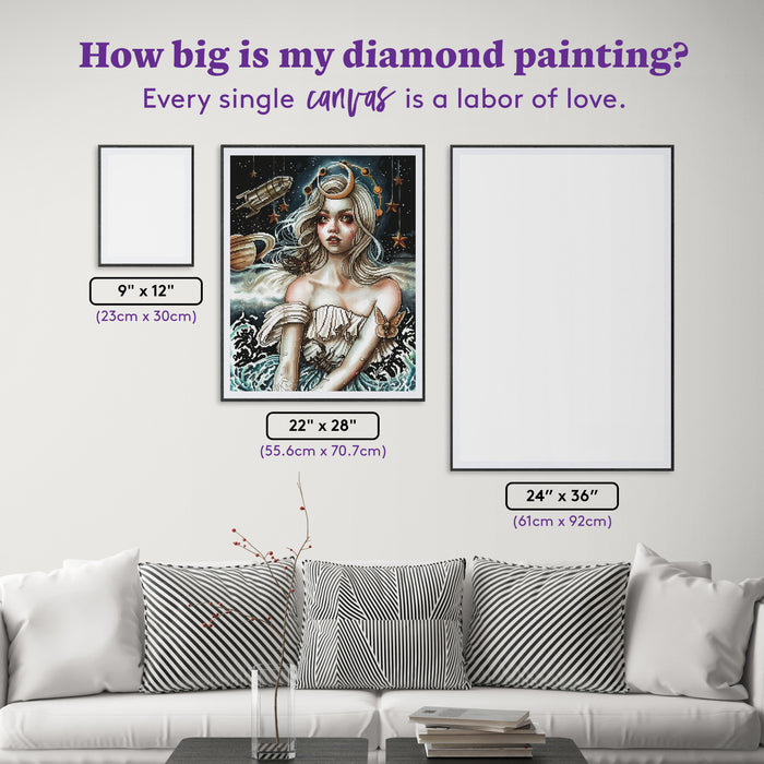 Diamond Painting The Moon Tarot Astral 22" x 28" (55.6cm x 70.7cm) / Round with 75 Colors including 2 ABs and 3 Fairy Dust Diamonds / 51,914