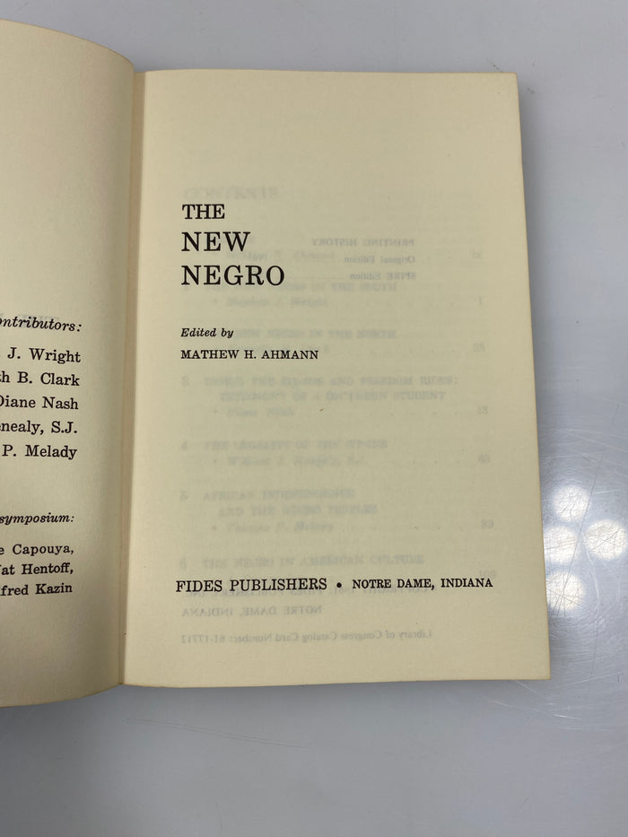 The New Negro by Ahmann Fides Publishers 1965 SC