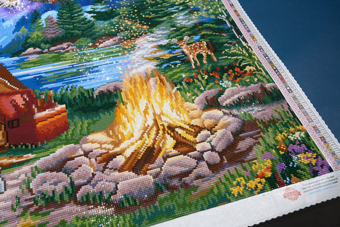 Diamond Painting The Perfect Camping Trip 34.7" x 27.6" (87.9cm x 69.9cm) / Square with 63 Colors including 3 ABs and 3 Fairy Dust Diamonds / 99,193