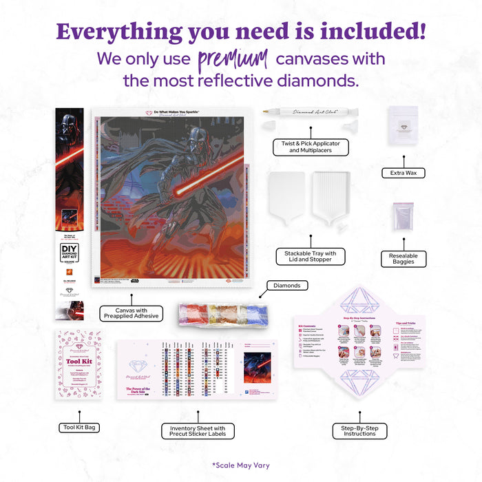 Diamond Painting The Power of the Dark Side 25.6" x 28.7" (65cm x 72.9cm) / Square with 79 Colors including 1 iridescent Diamond and 4 Fairy Dust Diamonds / 76,473