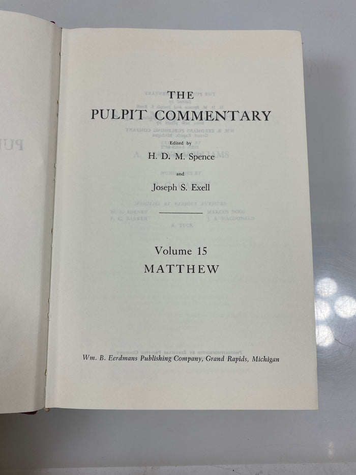 The Pulpit Commentary by Spence/Exell Vol. 15 1980 Reprint Ex-library HC
