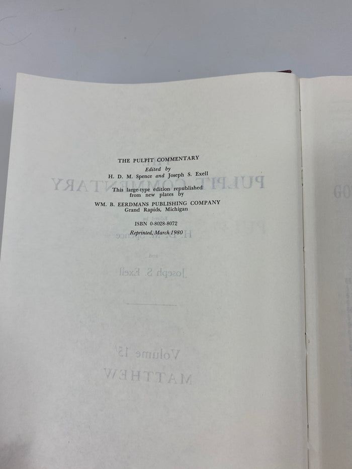 The Pulpit Commentary by Spence/Exell Vol. 15 1980 Reprint Ex-library HC