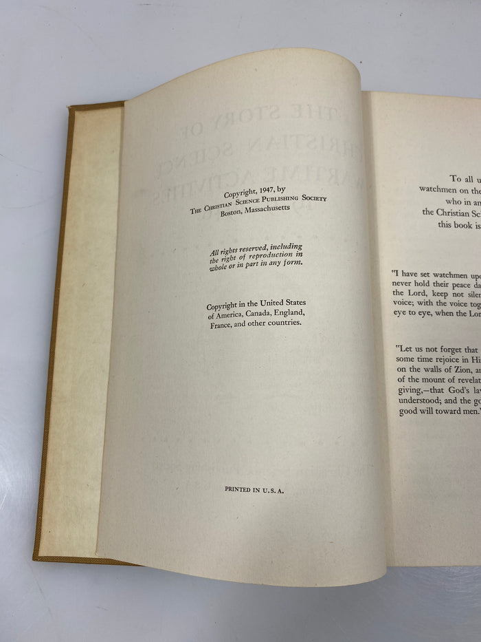 The Story of Christian Science Wartime Activities 1939-46 1947 HC