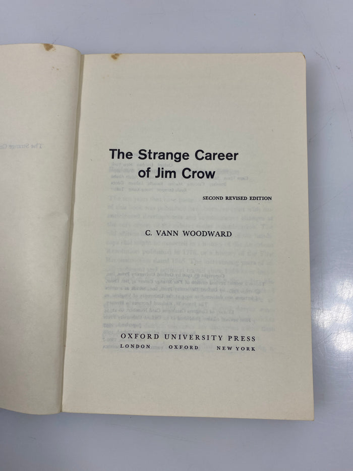 The Strange Career of Jim Crow by Woodward 2nd Revised Ed. 1966 SC