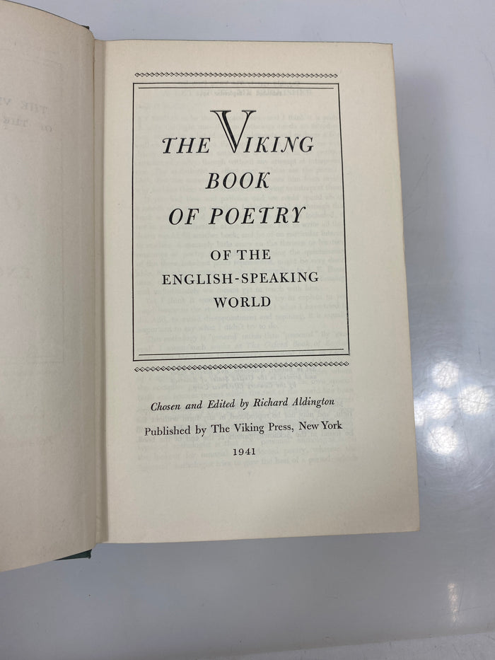 The Viking Book of Poetry Chosen by Aldington 1941 HC