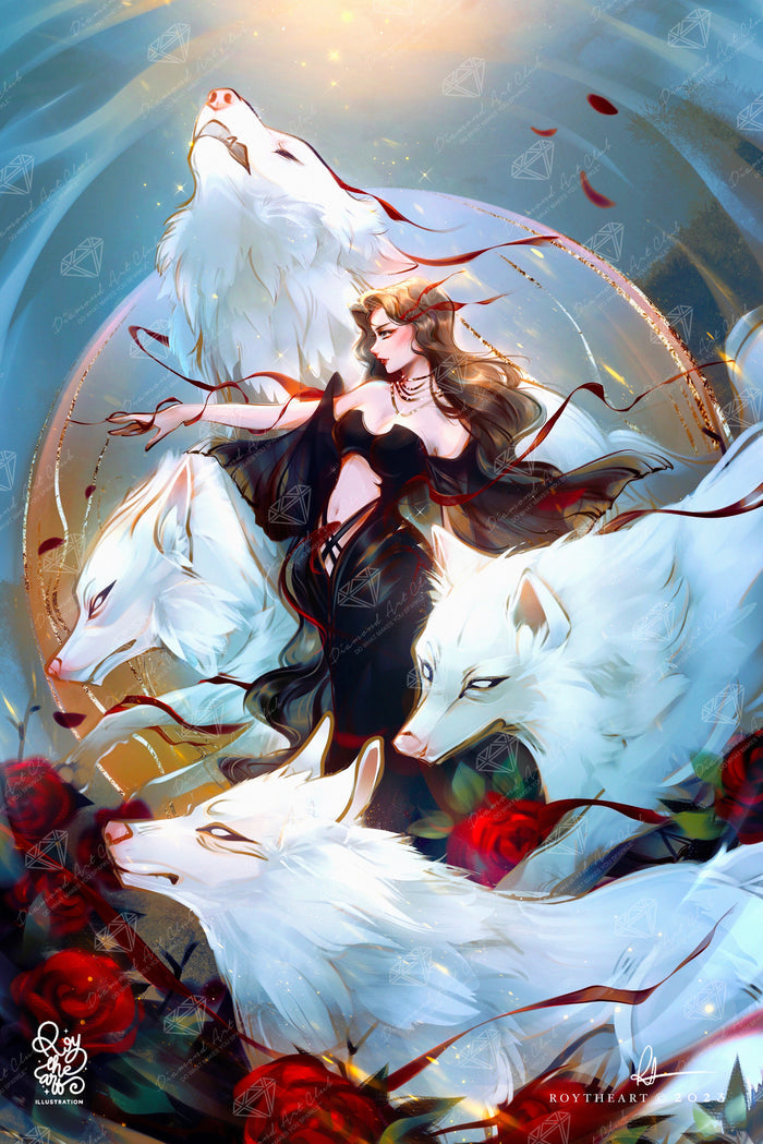 Diamond Painting The Wolf 27.6" x 41.3" (69.9cm x 104.8cm) / Square with 95 Colors including 2 ABs and 1 Iridescent Diamond and 1 Glow-in-the-dark Diamond and 2 Fairy Dust Diamonds / 118,301