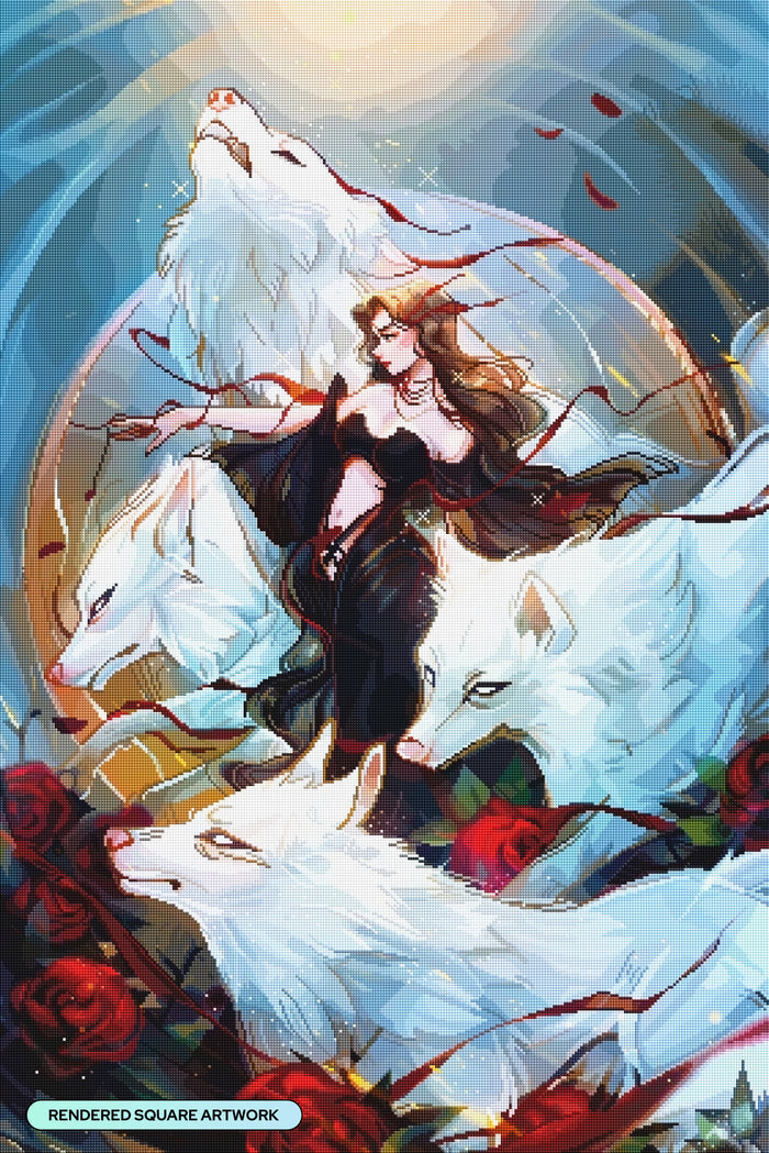 Diamond Painting The Wolf 27.6" x 41.3" (69.9cm x 104.8cm) / Square with 95 Colors including 2 ABs and 1 Iridescent Diamond and 1 Glow-in-the-dark Diamond and 2 Fairy Dust Diamonds / 118,301
