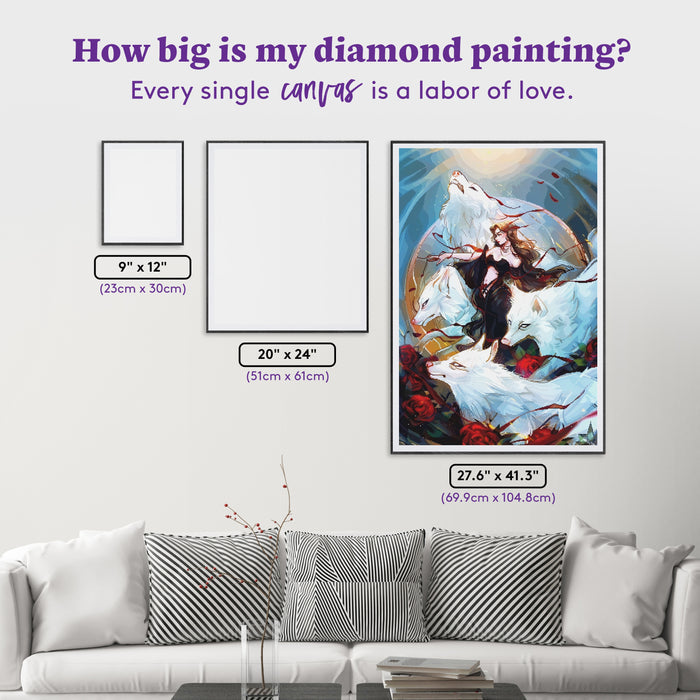 Diamond Painting The Wolf 27.6" x 41.3" (69.9cm x 104.8cm) / Square with 95 Colors including 2 ABs and 1 Iridescent Diamond and 1 Glow-in-the-dark Diamond and 2 Fairy Dust Diamonds / 118,301