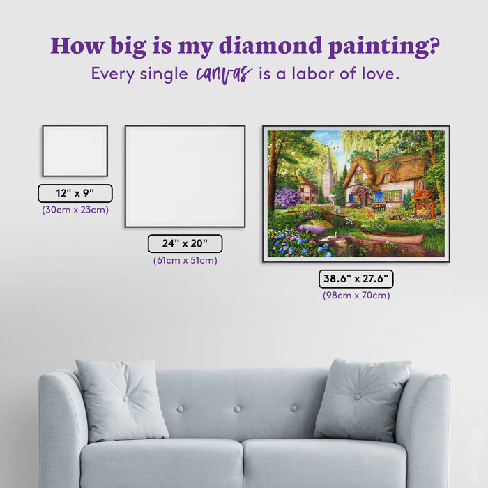 Diamond Painting The Woodland Cottage Way 38.6" x 27.6" (98cm x 70cm) / Square with 80 Colors including 3 ABs and 5 Fairy Dust Diamonds / 110,433