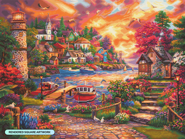 Diamond Painting This Side of the Sea 36.6" x 27.6" (92.8cm x 69.9cm) / Square With 89 Colors Including 5 ABs and 3 Fairy Dust Diamonds / 104,813