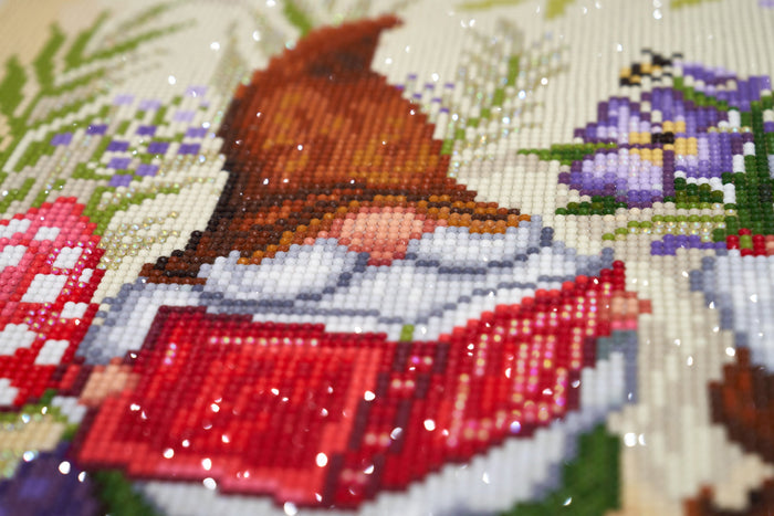 Diamond Painting Three Gnomes Gardening 19.6" x 15.7" (49.8cm x 39.8cm) / Round With 56 Colors Including 3 ABs / 25,276