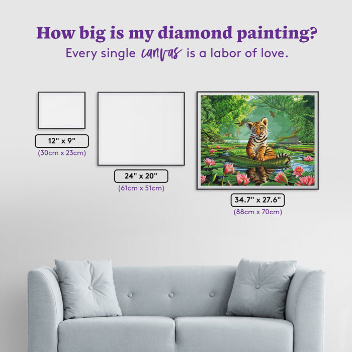 Diamond Painting Tiger Lily 34.7" x 27.6" (88cm x 70cm) / Square with 57 Colors including 3 ABs and 2 Fairy Dust Diamonds / 99,193
