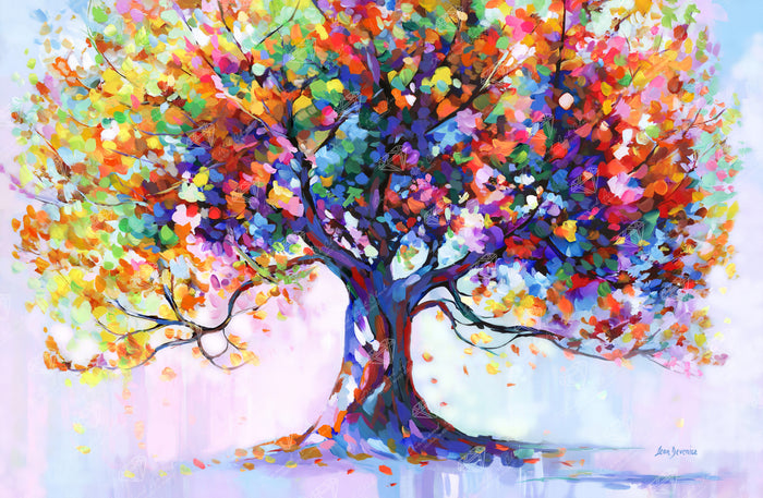 Diamond Painting Tree of Well-being 13" x 20" (50.6cm x 33cm) / Round with 83 Colors including 4 ABs and 2 Fairy Dust Diamonds / 22,080