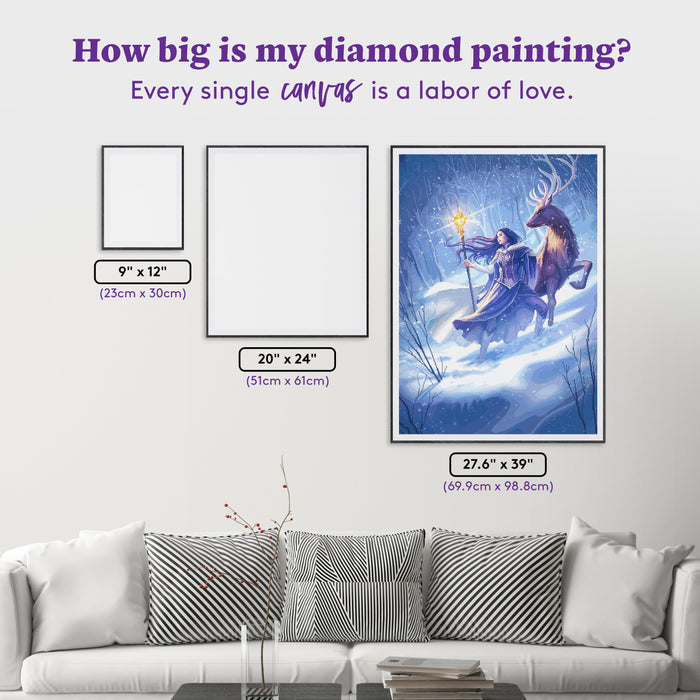 Diamond Painting Trekking Through the Snow 27.6" x 39" (69.9cm x 98.8cm) / Square with 72 Colors including 2 ABs and 1 Iridescent Diamond and 2 Fairy Dust Diamonds / 111,557