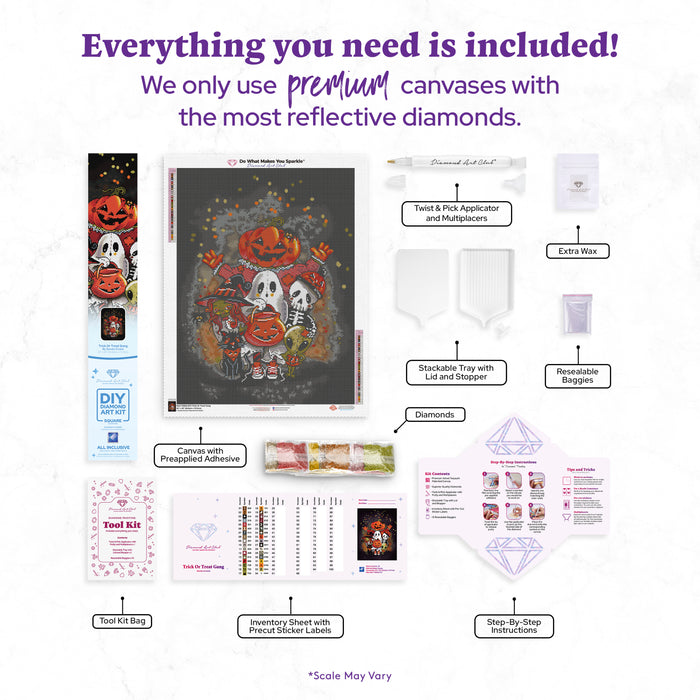 Diamond Painting Trick Or Treat Gang 22" x 29" (55.8cm x 73.7cm) / Square with 34 Colors including 1 AB and 3 Fairy Dust Diamonds / 66,304