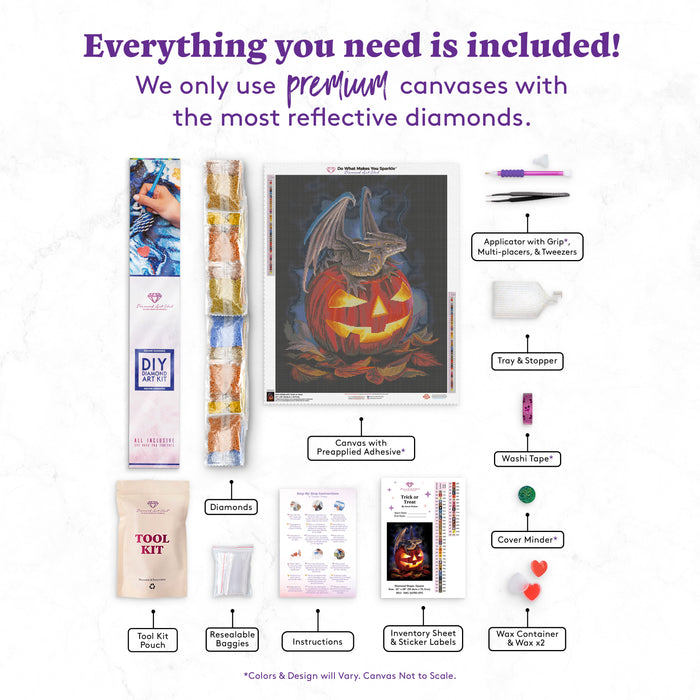 Diamond Painting Trick or Treat 22" x 28" (55.8cm x 70.7cm) / Square with 49 Colors Including 3 ABs and 2 Fairy Dust Diamonds / 63,616