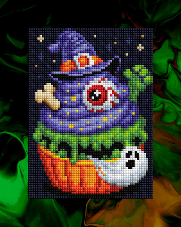 Diamond Painting Tricky Halloween Treats 8" x 10" (20.3cm x 25.4cm) / Square With 26 Colors Including 2 ABs and 2 Iridescent Diamonds and 22 Fairy Dust Diamonds / 16,500