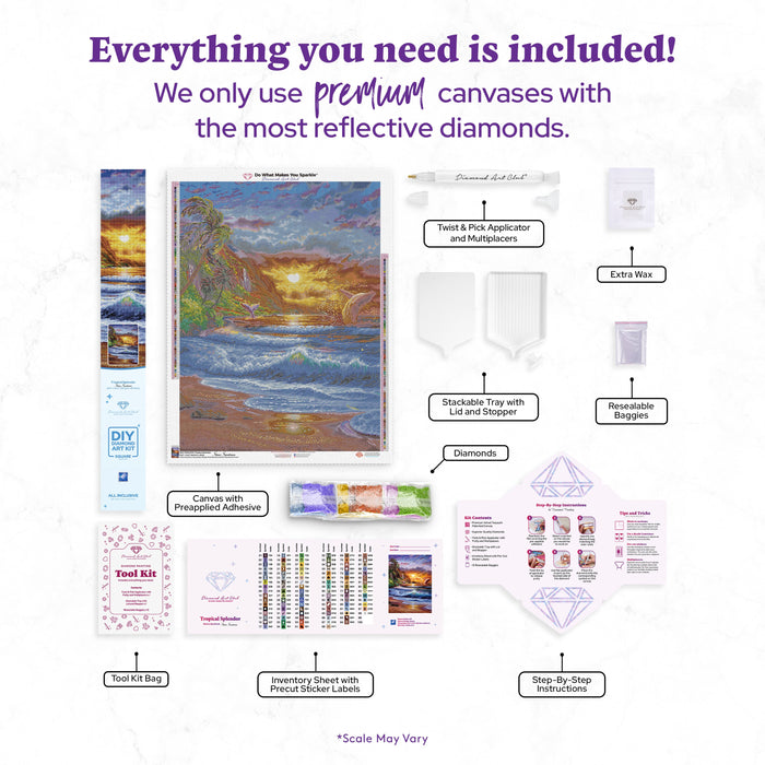 Diamond Painting Tropical Splendor 25.6" x 34.3" (65cm x 86.9cm) / Square with 98 Colors including 3 ABs and 4 Fairy Dust Diamonds / 91,089
