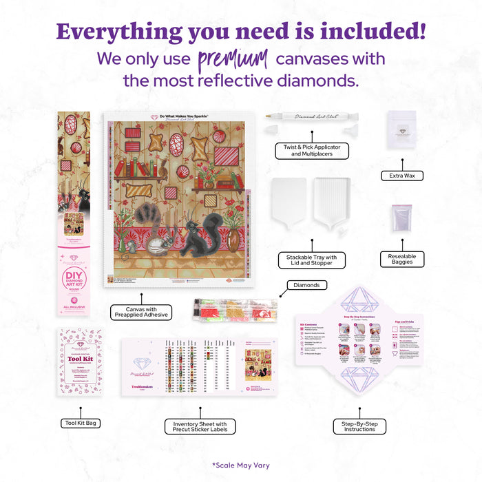 Diamond Painting Troublemakers 22" x 26" (55.6cm x 66.1cm) / Round With 56 Colors Including 3 ABs and 3 Fairy Dust Diamonds / 48,480