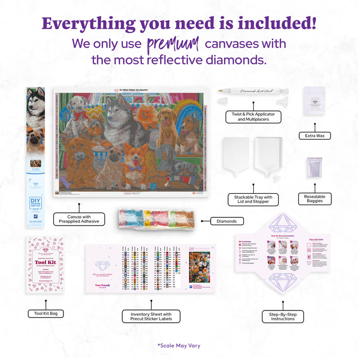 Diamond Painting True Friends 40.6" x 27.6" (102.8cm x 69.9cm) / Square with 94 Colors including 2 ABs and 6 Fairy Dust Diamonds / 116,053