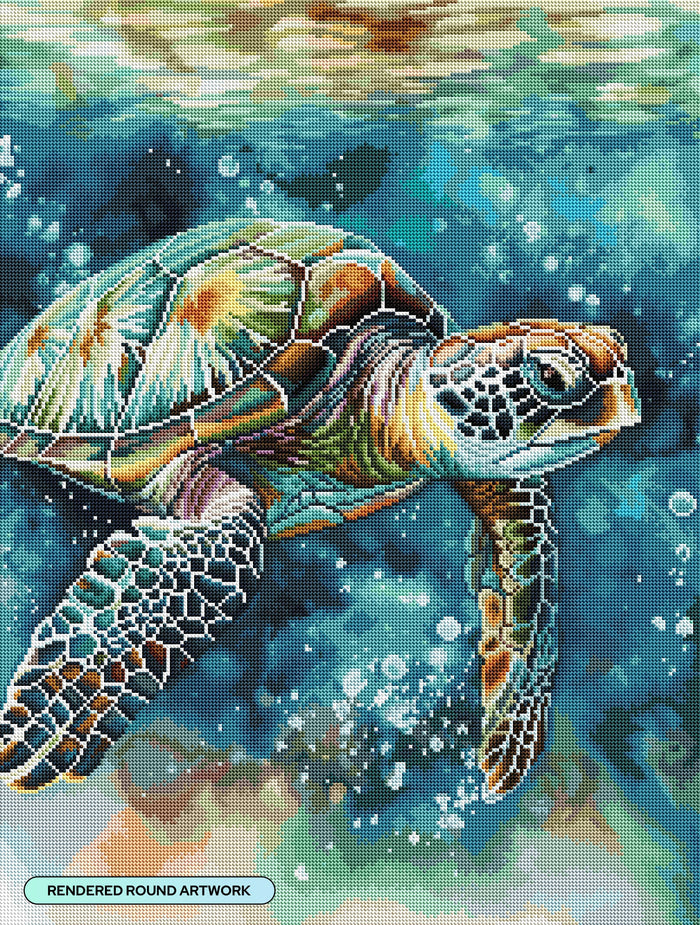 Diamond Painting Turtle 22" x 29" (55.6cm x 73.5cm) / Round with 58 Colors including 2 ABs and 2 Fairy Dust Diamonds / 53,934