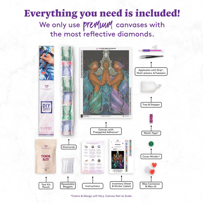 Diamond Painting Twinzies 22" x 31" (56cm x 79cm) / Square with 50 Colors including 4 ABs / 68,952