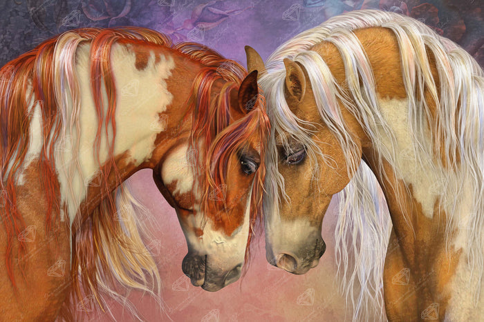 Diamond Painting Two Hearts II 33" x 22" (83.6cm x 55.8cm) / Square with 79 Colors including 3 ABs and 2 Fairy Dust Diamonds / 75,264