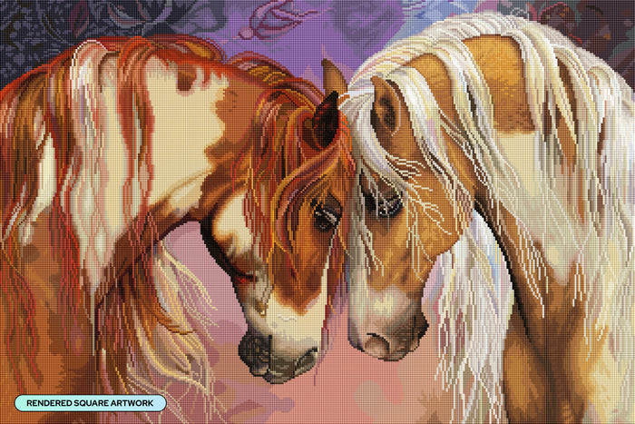 Diamond Painting Two Hearts II 33" x 22" (83.6cm x 55.8cm) / Square with 79 Colors including 3 ABs and 2 Fairy Dust Diamonds / 75,264