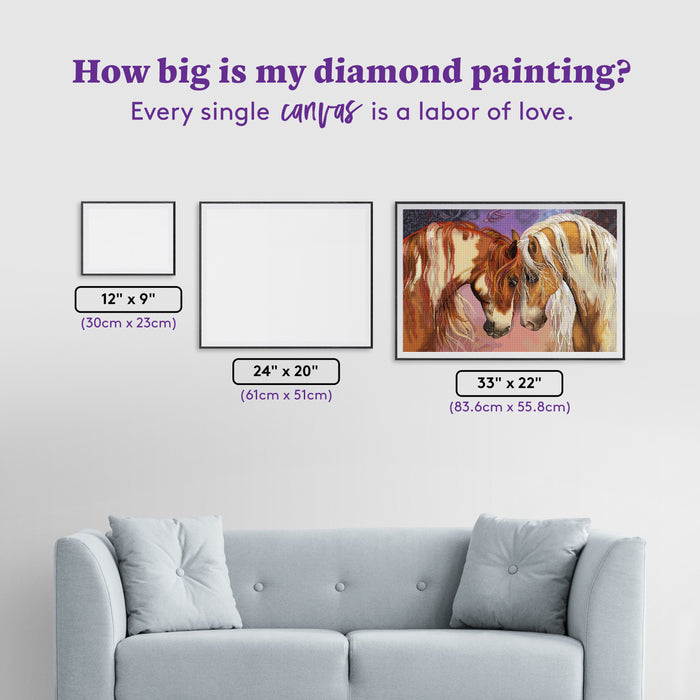 Diamond Painting Two Hearts II 33" x 22" (83.6cm x 55.8cm) / Square with 79 Colors including 3 ABs and 2 Fairy Dust Diamonds / 75,264
